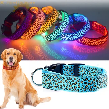  светодиодный ошейник для собак регулируемый светящийся ошейник леопарда для собак электронный нейлоновый фонарик для домашних животных с ночным фонариком светодиодный ошейник для кошек