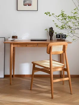 Скандинавский стол из массива дерева, мебель для кабинета в японском стиле, комбинация стола и стула, небольшой минималистичный деревянный стол