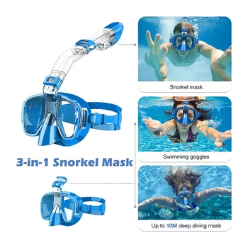  Складной чехол для подводного плавания с сухим верхом и креплением для камеры, профессиональное снаряжение для подводного плавания для детей-синий