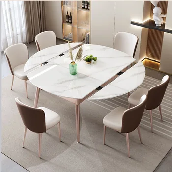 Современный круглый обеденный стол для журнального столика Расслабляющая роскошная роскошная столовая для ресторана Полная мебель Mesa Comedor HY