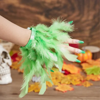 страусиные перья манжеты готические длинные перчатки браслет для хэллоуинской вечеринки косплей костюм аксессуары горячая распродажа