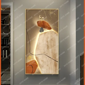 Счастливый камень Вход Живопись Светодиодная абстрактная фреска Коридор Торцевая стена Светящаяся висячая картина Свет Роскошь