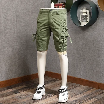 Тактические армейские зеленые шорты-карго мужские уличные повседневные мешковатые хлопковые шорты с несколькими карманами