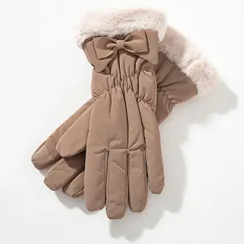 Теплые зимние перчатки Водонепроницаемые перчатки Уютные стильные женские зимние велосипедные перчатки Плюшевые ветрозащитные водонепроницаемые прикосновения для улицы