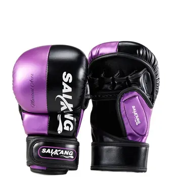 Утолщенная боксерская перчатка для ММА с половиной пальца Дышащая свободная боевая санда Тренировочная перчатка для смешанных боевых искусств Тренировочное снаряжение для бокса