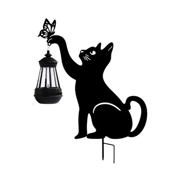  черный кошачий фонарь для дорожки патио лужайка дорожка светового сигнала