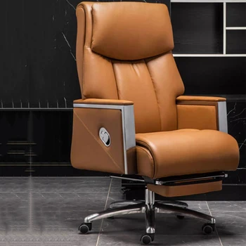 Эргономичные офисные стулья Удобные вращающиеся кожаные кресла для кабинета на колесиках Игровые шезлонги Мебель Роскошь