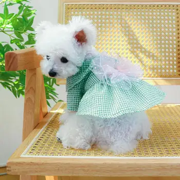 Юбка для домашних животных Привлекательный дышащий воротник куклы Тедди платье Домашнее животное Летняя одежда На открытом воздухе Платье для щенков Юбка для собак